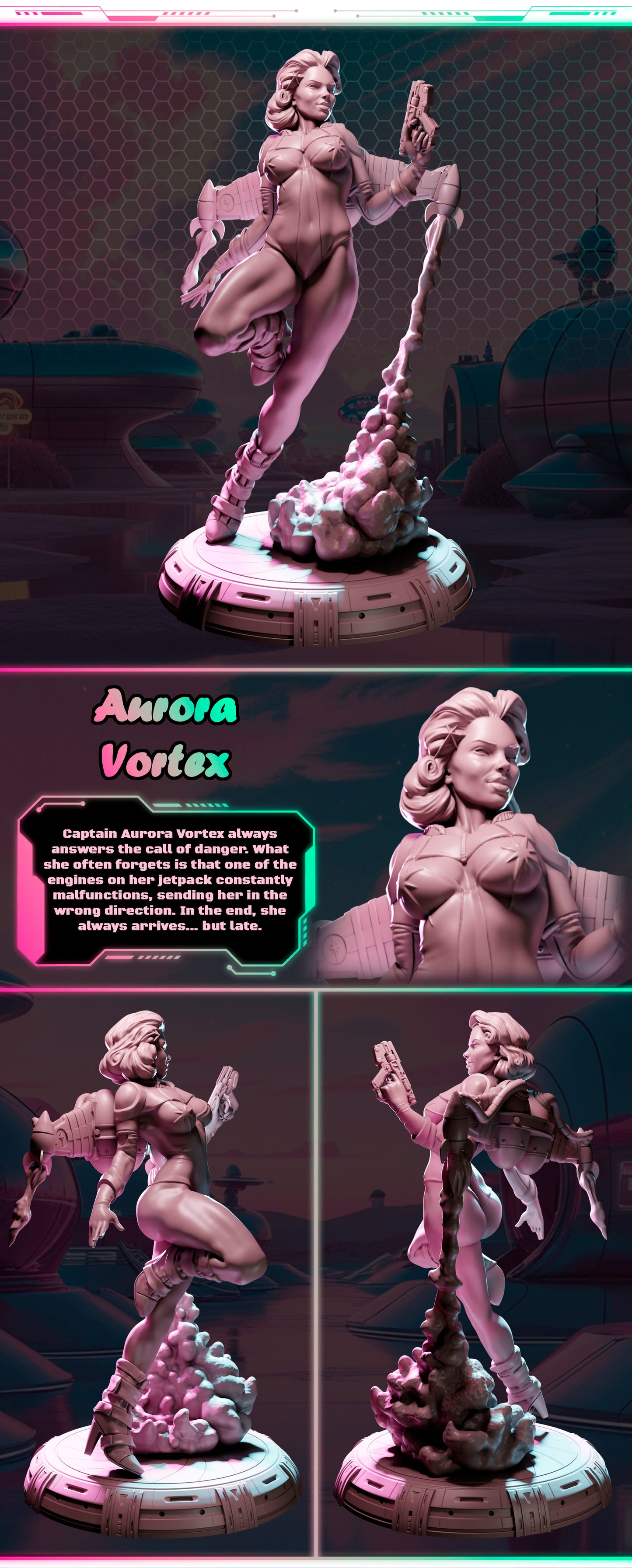 Aurora Vortex – Ladies of Nuke City | 3D Printed Resin Model